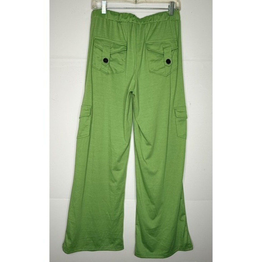 Cargo Lounge Knit Pants Neon Wide Leg Drawstring Utility Gorpcore Workout Y2K L - Picture 4 of 8